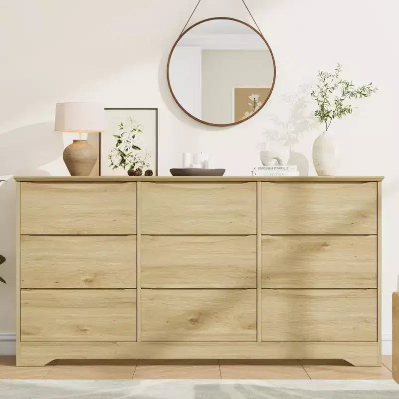 Coiffeuse moderne en bois à neuf tiroirs avec grand espace de rangement