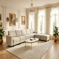 Canapé d'angle en velours côtelé avec poufs de rangement
